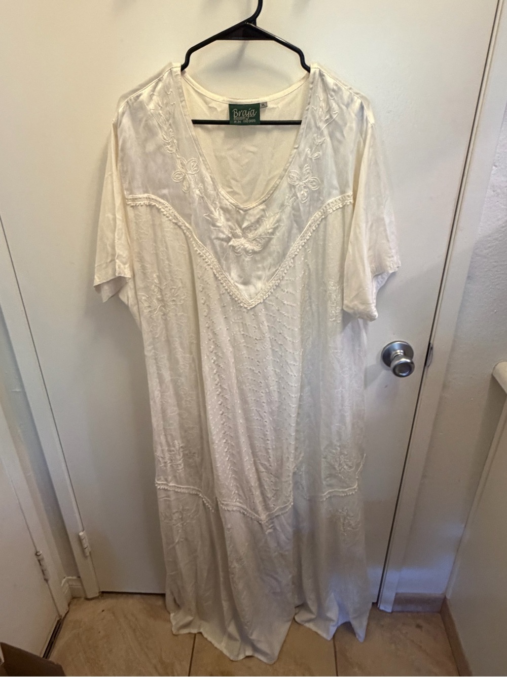 White Embroidered V-Neck Maxi Dress